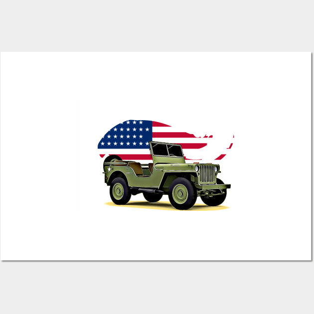 Willys Jeep USA Print Wall Art by Auto-Prints